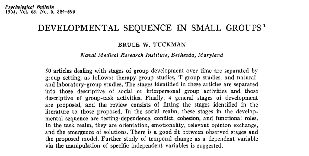 Developmental sequence in small groups.